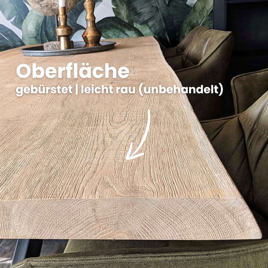 Esstisch Eiche mit Baumkante | Modell Schwarzwald | 4 cm