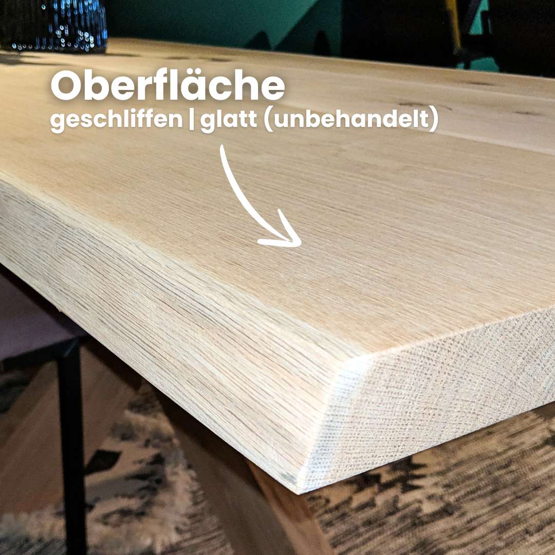 Esstisch Eiche mit Baumkante | Modell Schwarzwald | 4 cm