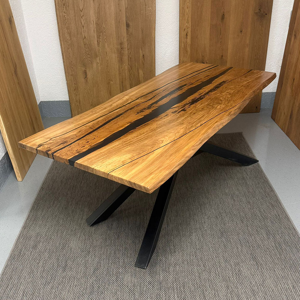 Sale! Epoxidharz Esstisch aus Eiche | 180 x 90 cm + 30 cm Ansteckplatte