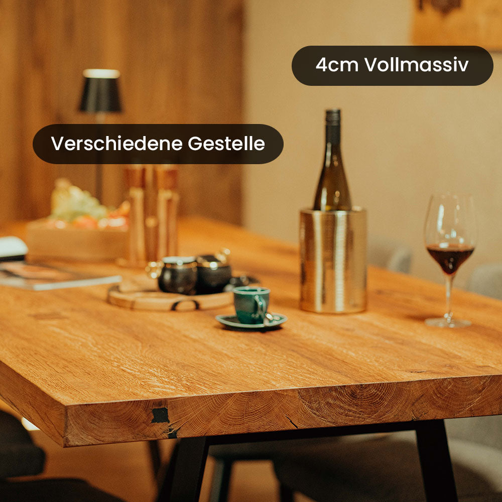 Esstisch Eiche rustikal | Gerade Kante | Gebürstet & Geölt