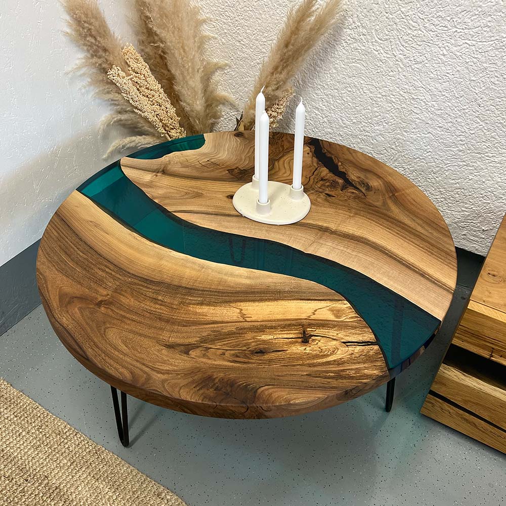 Sale! Epoxidharz Rundtisch aus Nussbaum | 90 cm