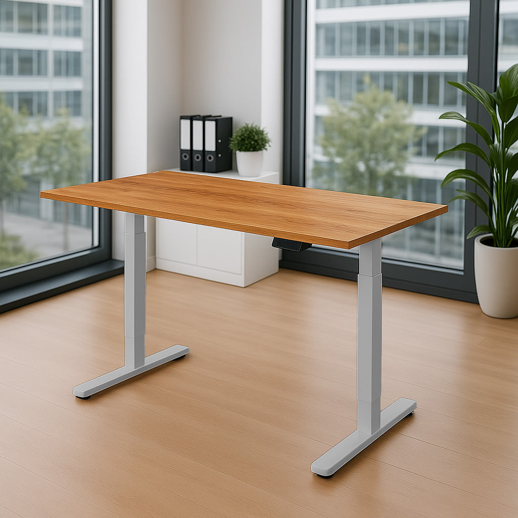 Schreibtisch höhenverstellbar | Eiche Massiv