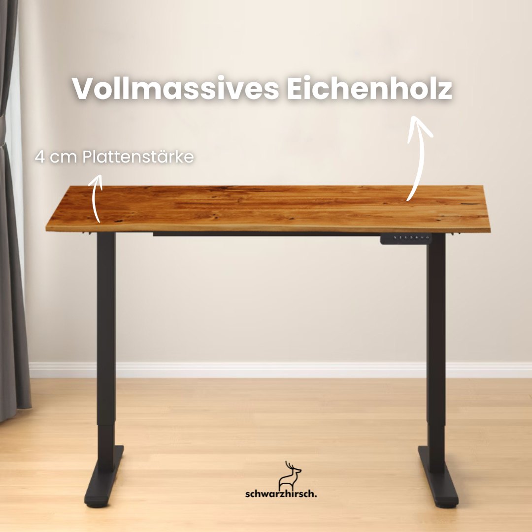 Schreibtisch höhenverstellbar | Eiche Massiv