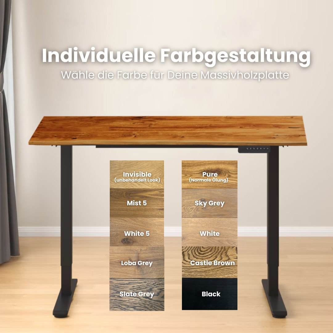 Schreibtisch höhenverstellbar | Eiche Massiv