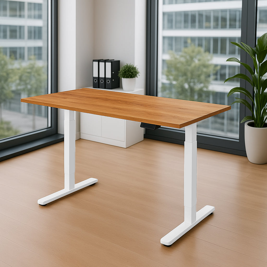 Schreibtisch höhenverstellbar | Eiche Massiv