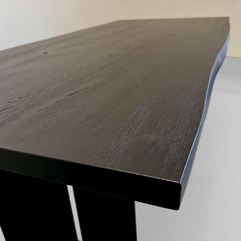 Esstisch Eiche 200 x 90 schwarz mit Baumkante | verschiedene Gestelle
