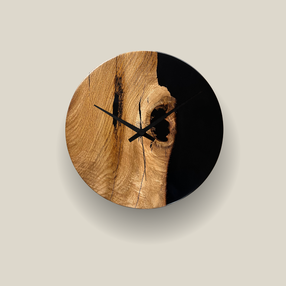 Epoxidharz Uhr Eiche schwarz