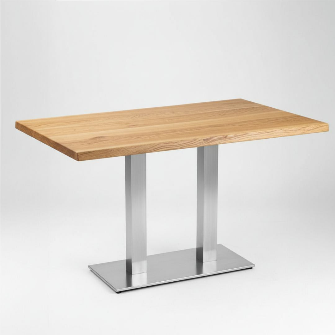 Gastronomietisch Rechteckig aus Eiche | Baumkante | verschiedene Gestelle