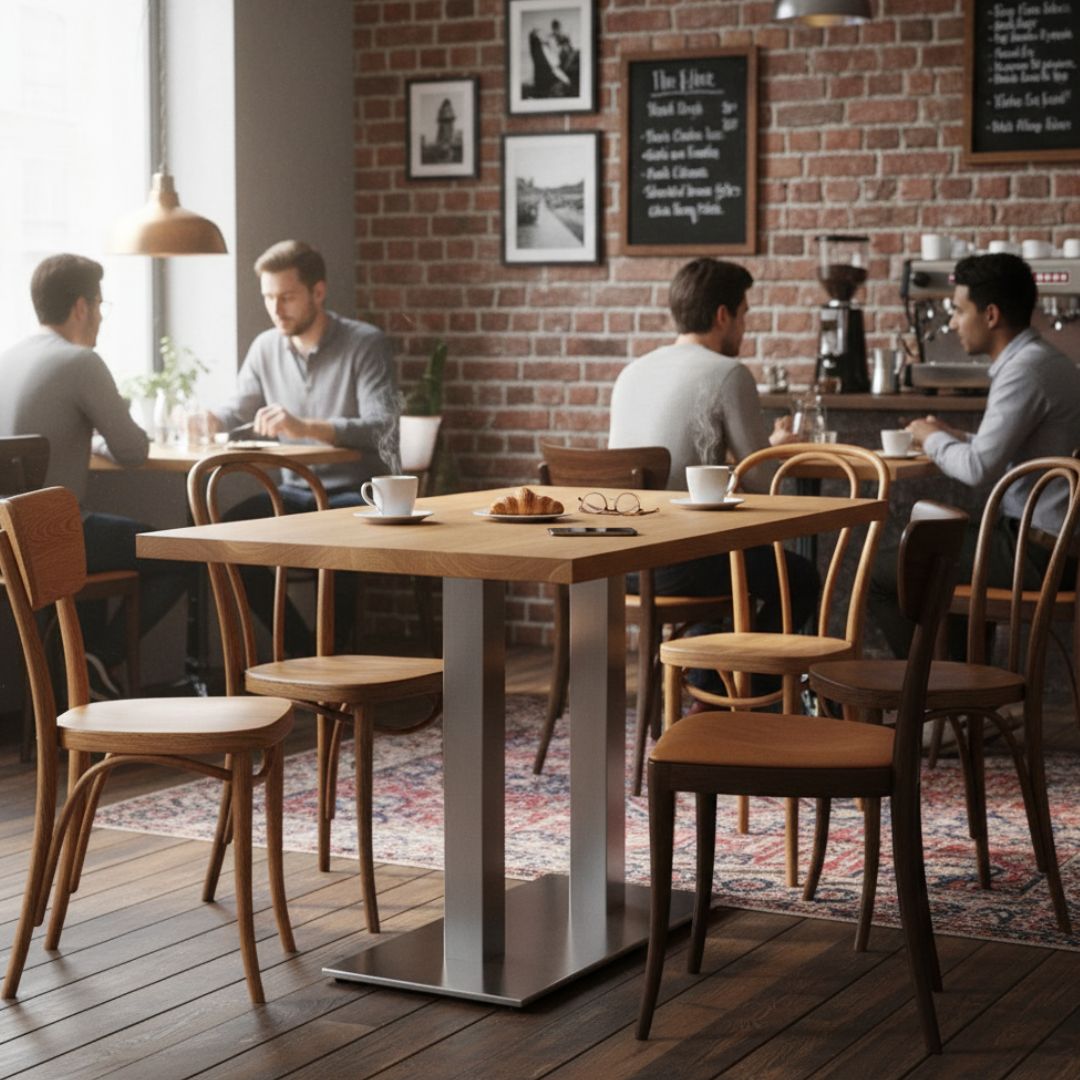 Gastronomietisch Rechteckig aus Eiche | Gerade Kante | verschiedene Gestelle