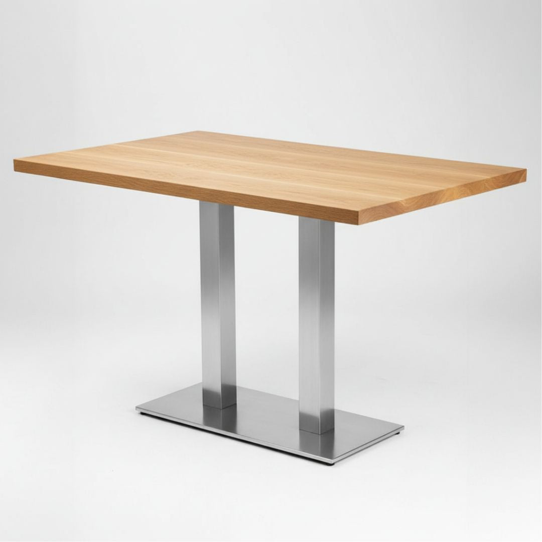 Gastronomietisch Rechteckig aus Eiche | Gerade Kante | verschiedene Gestelle