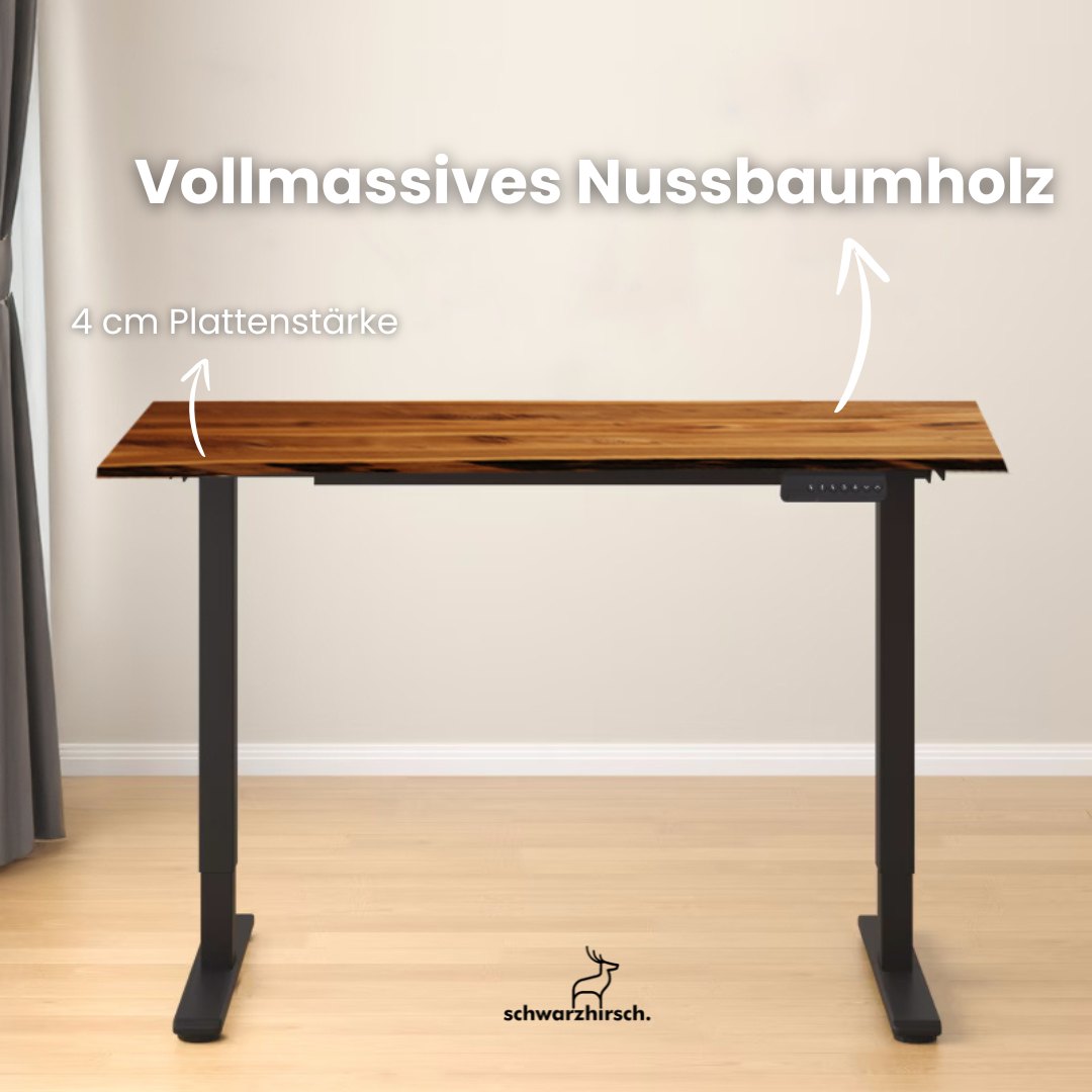Schreibtisch höhenverstellbar | Nussbaum
