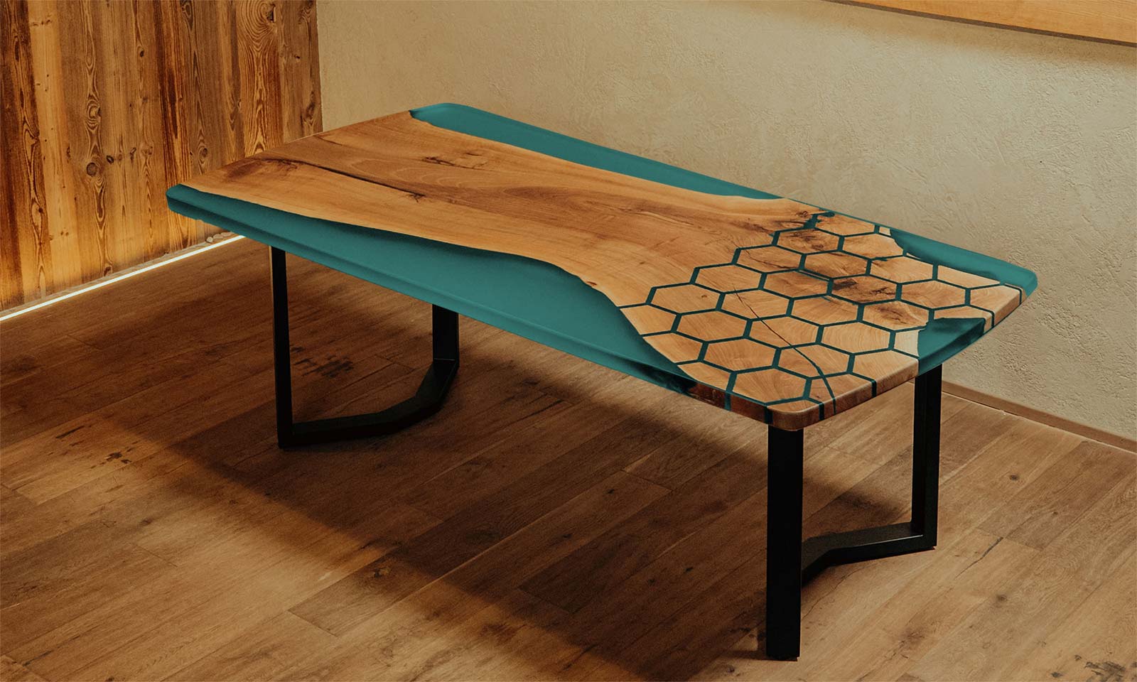 Epoxidharztisch mit Wabenstruktur von schwarzhirsch