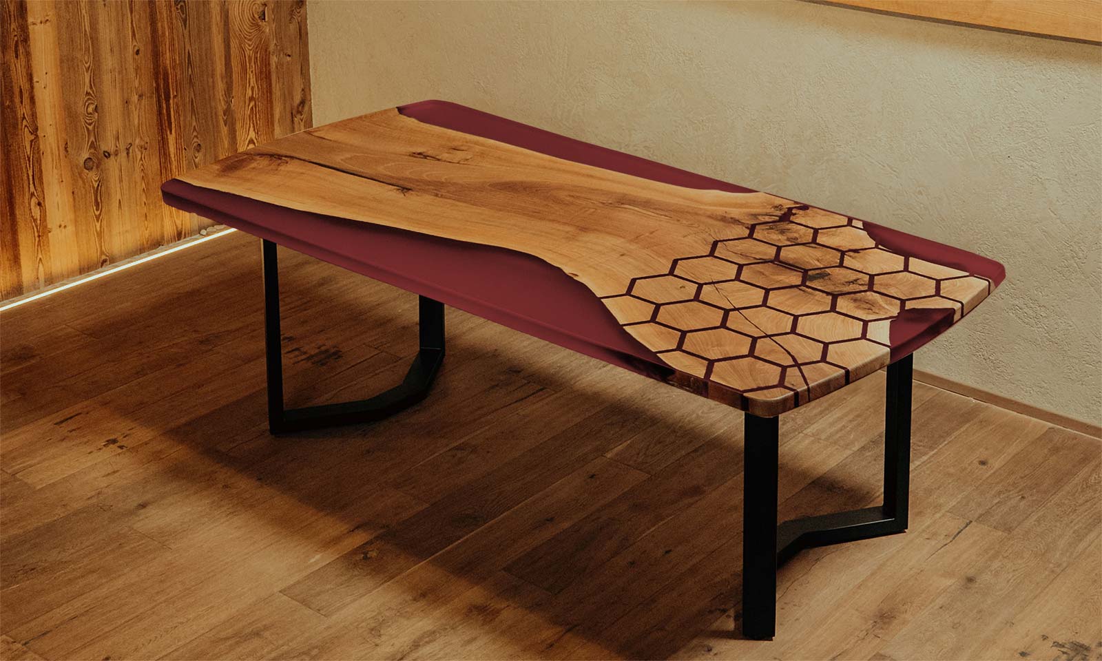 Epoxidharztisch mit Wabenstruktur von schwarzhirsch