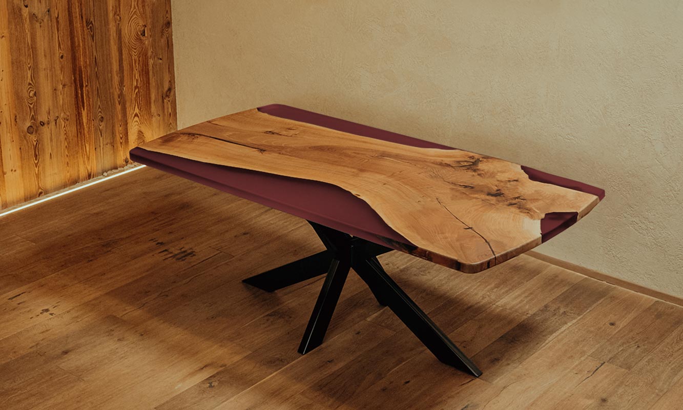 Epoxidharz-Tisch weinrot