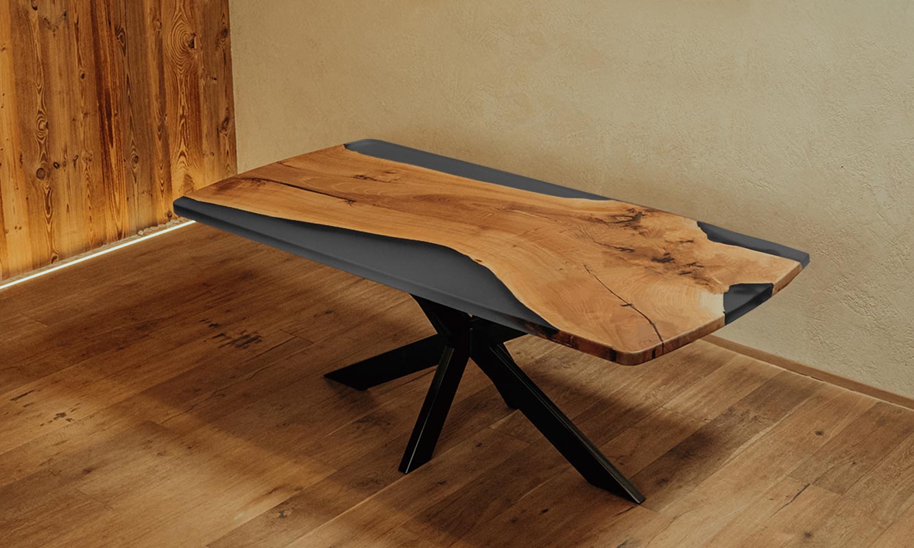 Epoxidharz-Tisch dunkelblau