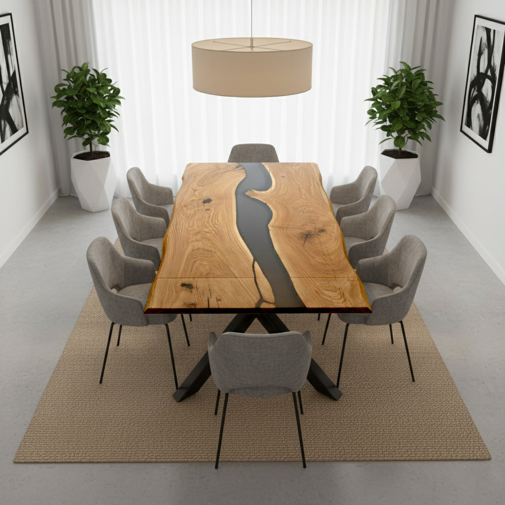 Sale! Epoxidharz Esstisch aus Eiche | 180 x 100 cm + Ansteckplatte | verschiedene Gestelle