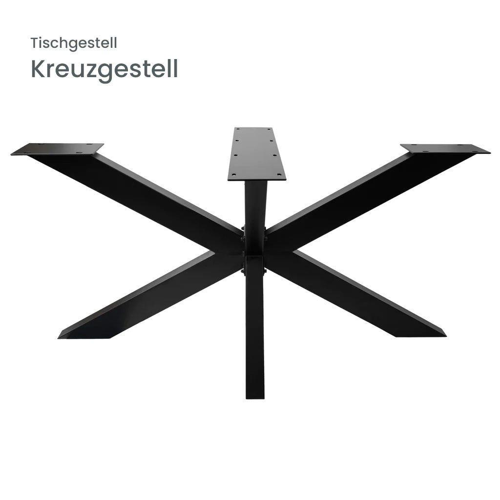 Esstisch Eiche 200 x 90 schwarz mit Baumkante | verschiedene Gestelle
