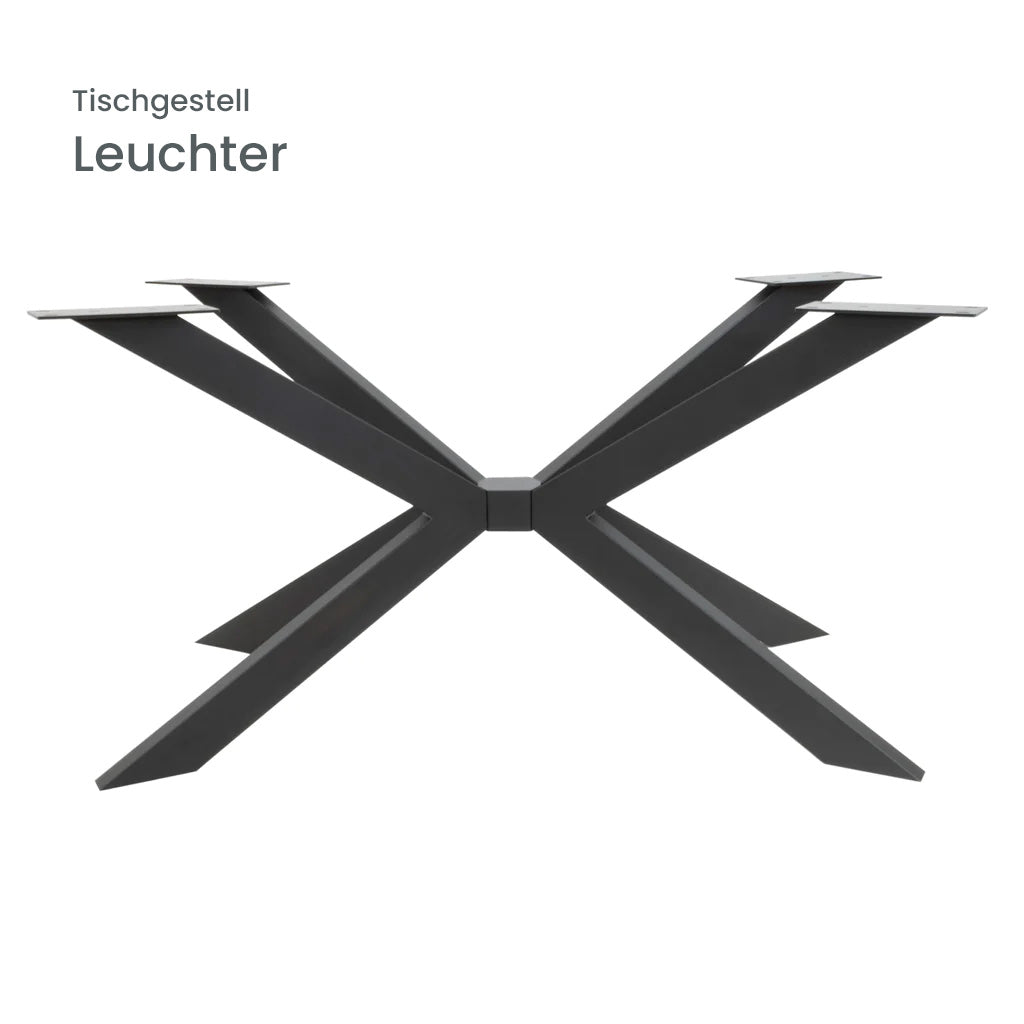Esstisch Eiche 200 x 90 schwarz mit Baumkante | verschiedene Gestelle