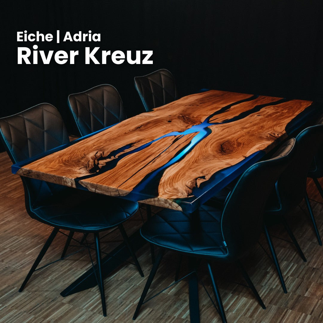 Epoxidharz Tisch rustikale Eiche | Modell Adria