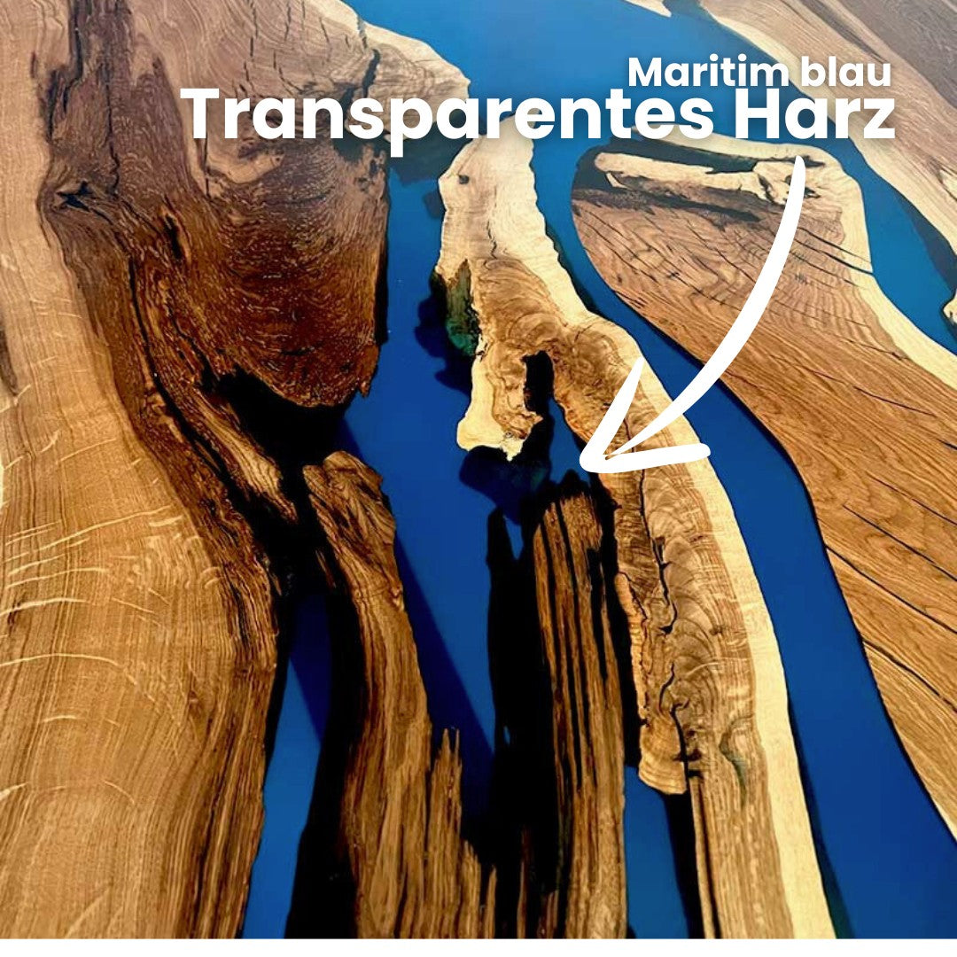 Epoxidharz Tisch aus Nussbaum in blau | Modell Adria Nussbaum