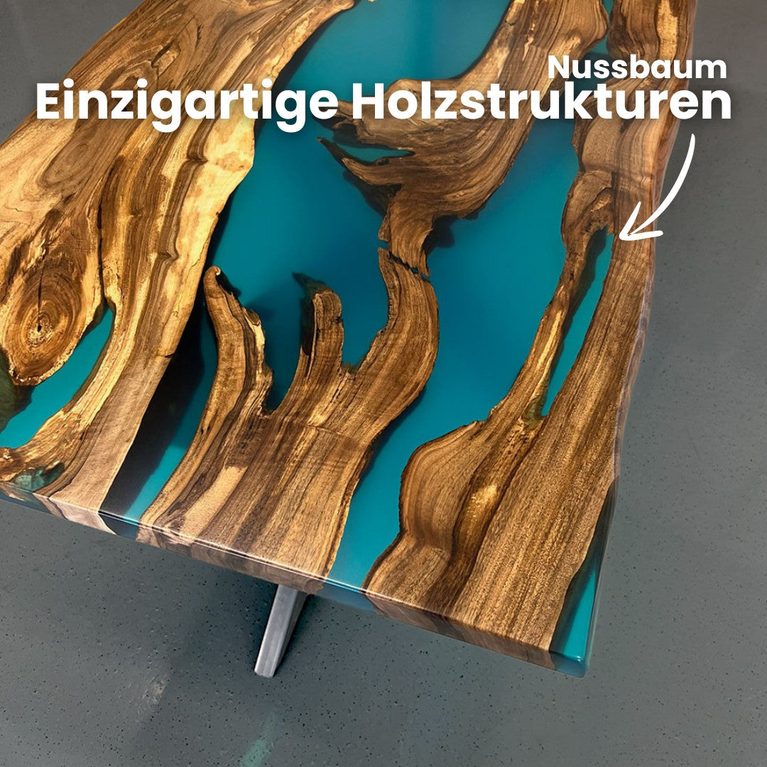 Epoxidharz Tisch aus Nussbaum | Modell Hegau