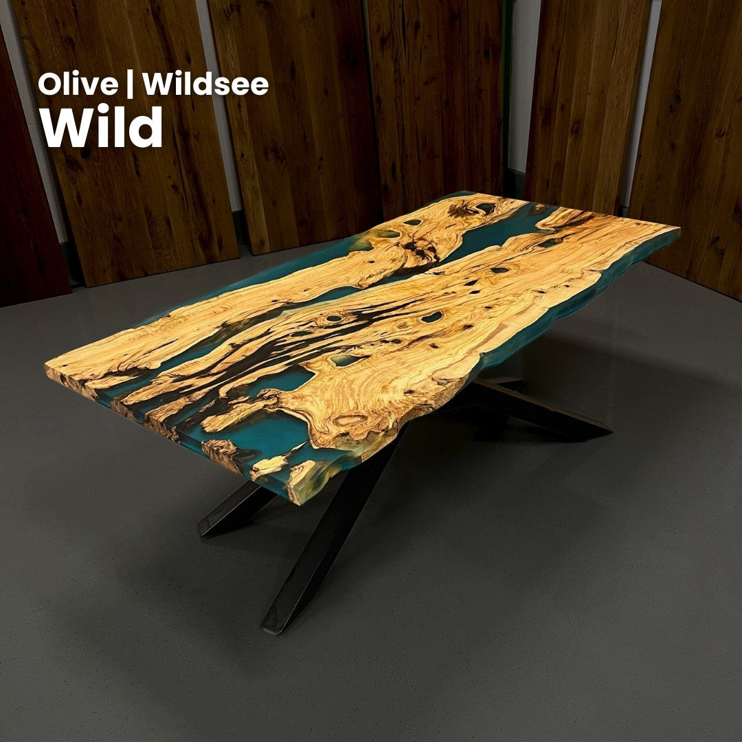 Epoxidharz Tisch aus Olive | Modell Wildsee