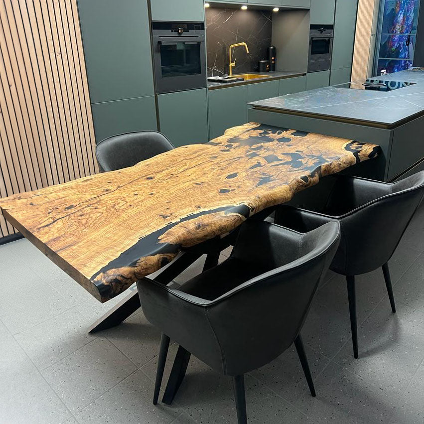 epoxidharz tisch aus olive