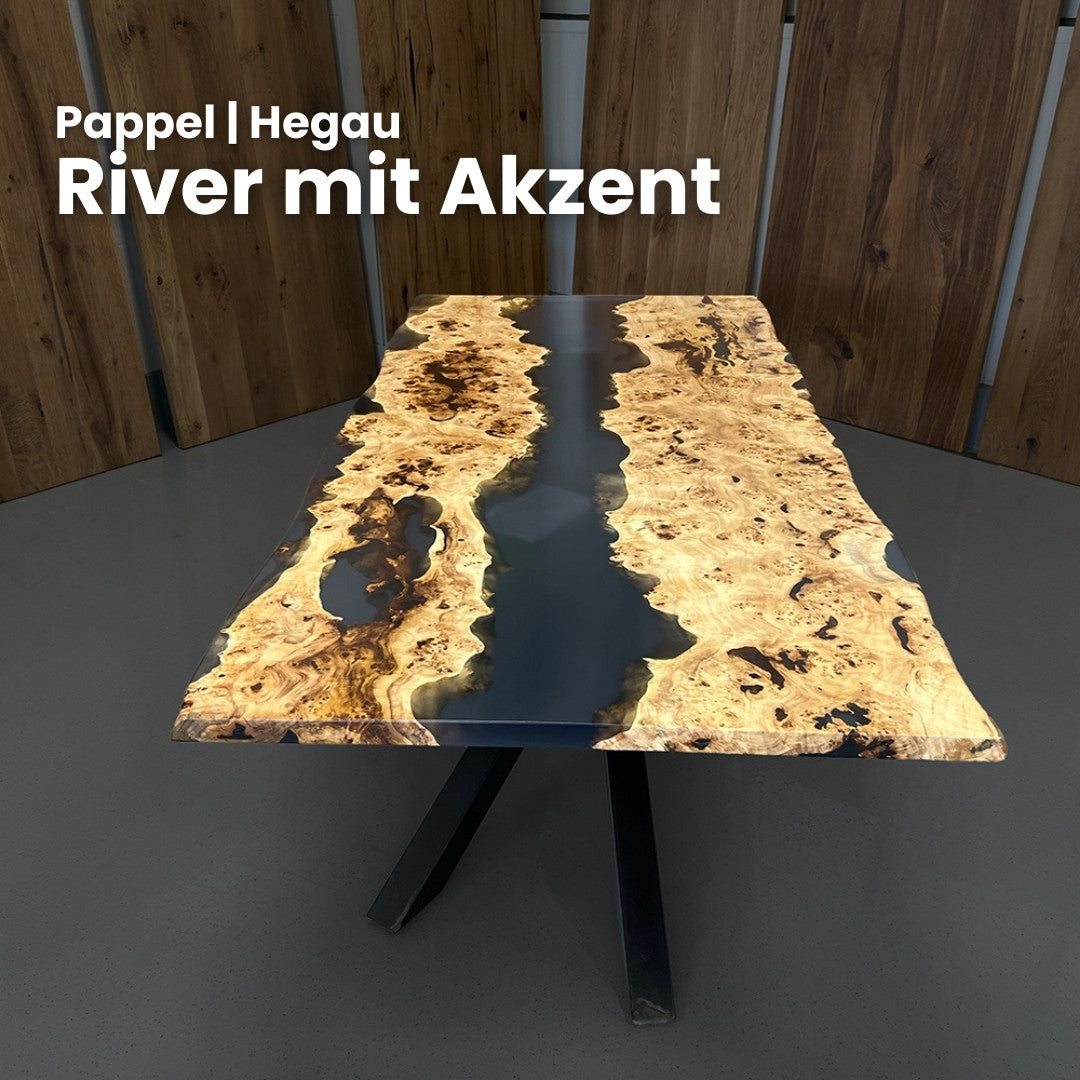 Epoxidharz Tisch nach Maß aus Pappel | Modell Hegau