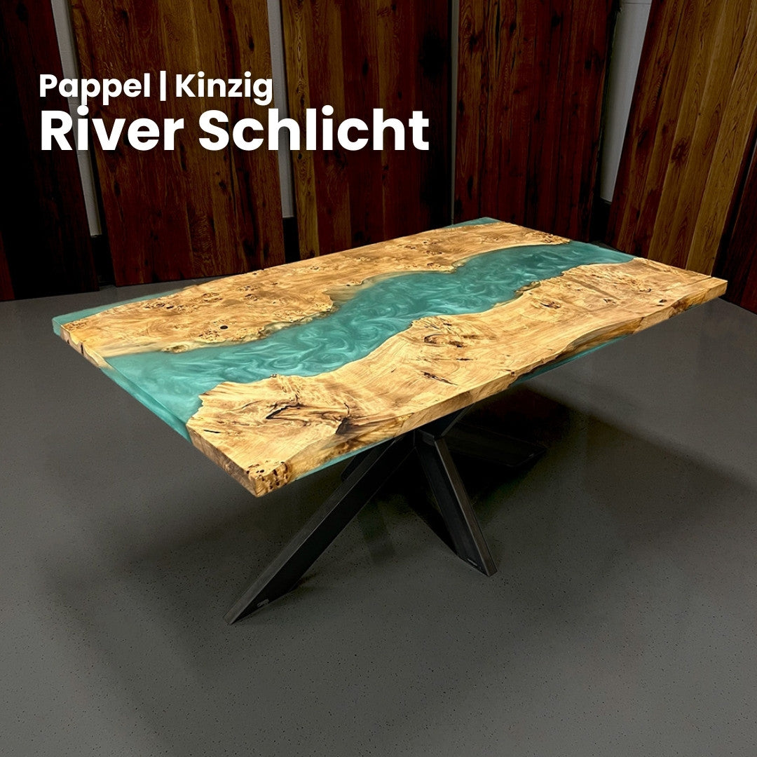 Epoxidharz Tisch nach Maß aus Pappel | Modell Kinzig