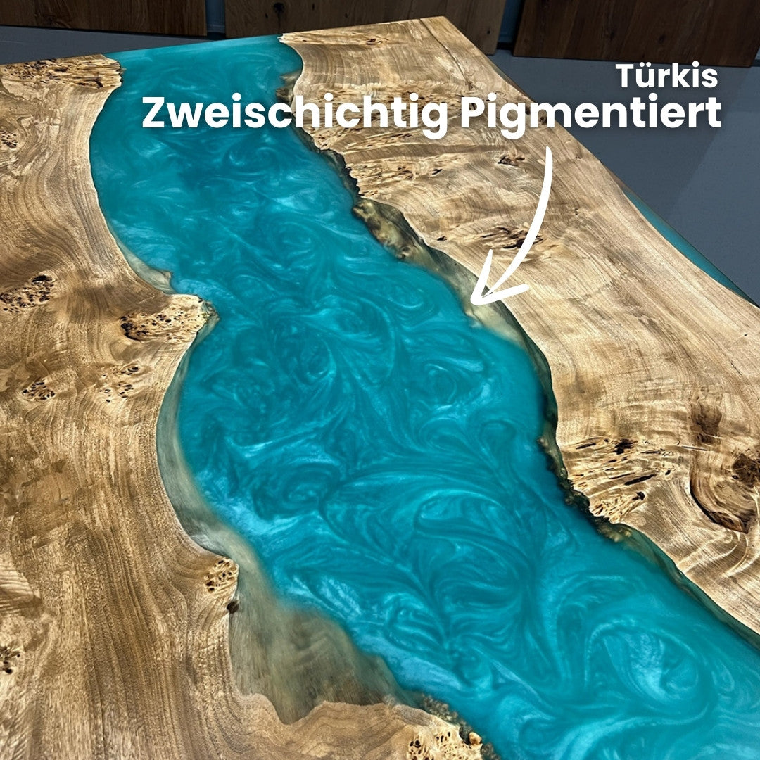 Epoxidharz Tisch nach Maß aus Pappel | Modell Kinzig