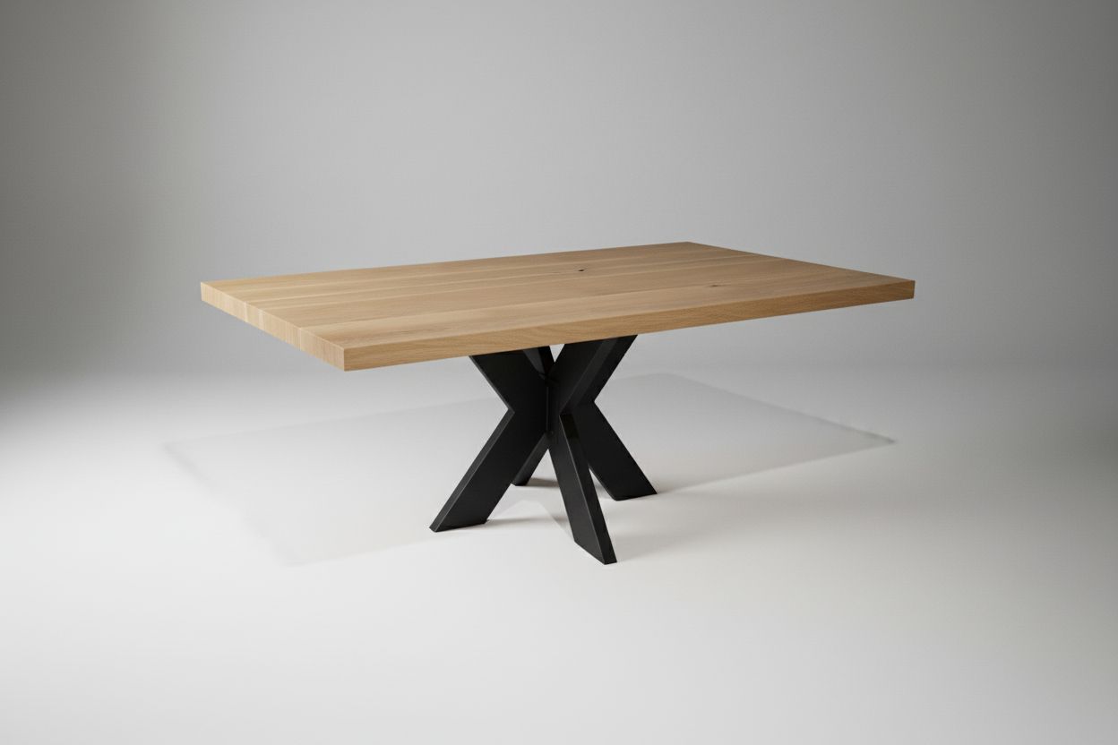 Couchtisch Rechteckig aus Eiche Gerade Kante Kreuz