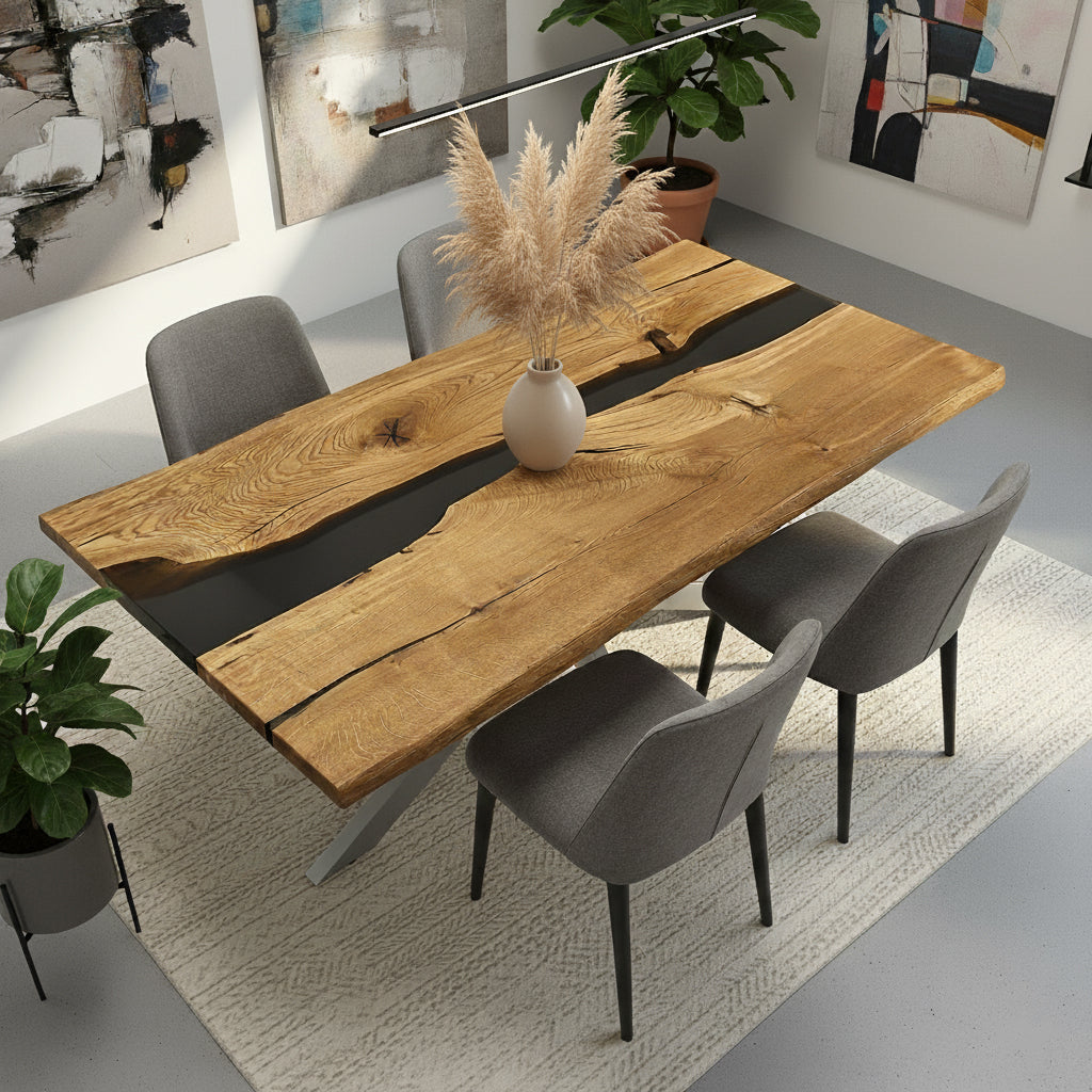 Sale! Epoxidharz Esstisch aus Eiche | 180 x 90 cm | verschiedene Gestelle