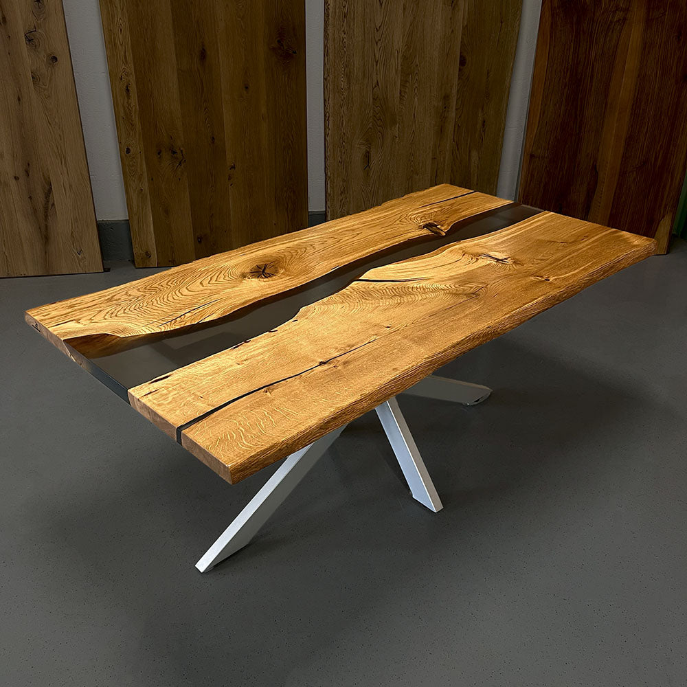 Sale! Epoxidharz Esstisch aus Eiche | 180 x 90 cm | verschiedene Gestelle