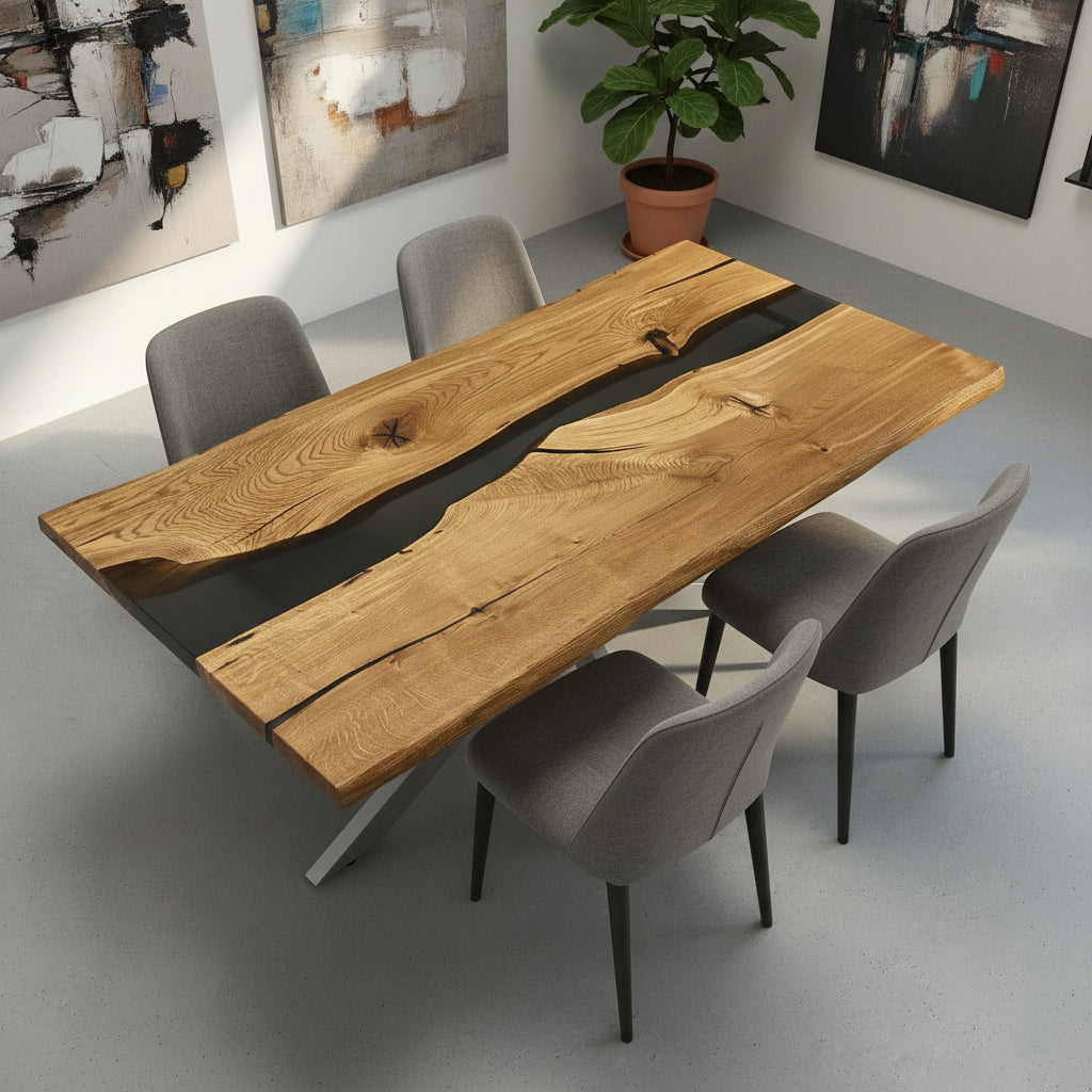 Sale! Epoxidharz Esstisch aus Eiche | 180 x 90 cm | verschiedene Gestelle