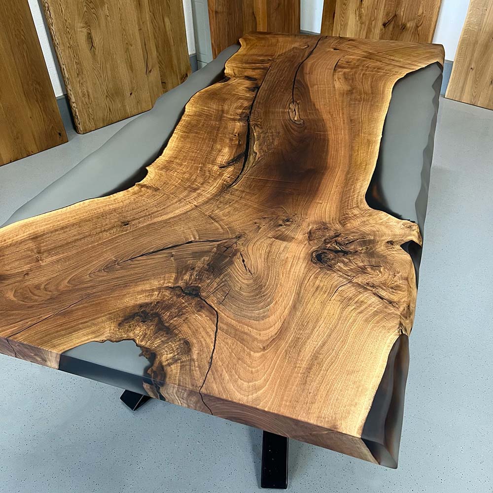 Sale! Epoxidharz Esstisch aus Nussbaum | 220 x 100 cm | verschiedene Gestelle