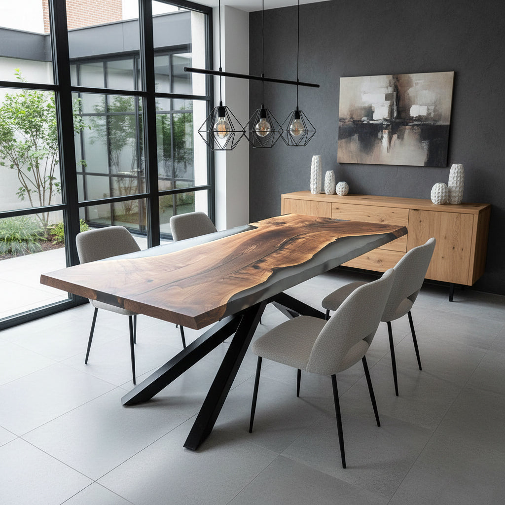 Sale! Epoxidharz Esstisch aus Nussbaum | 220 x 100 cm | verschiedene Gestelle