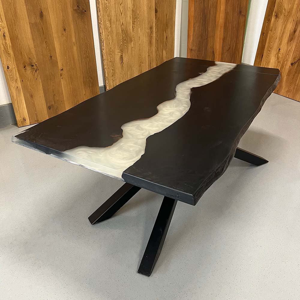 Sale! Epoxidharz Esstisch aus Eiche | 180 x 100 cm + 20 cm Ansteckplatte | verschiedene Gestelle