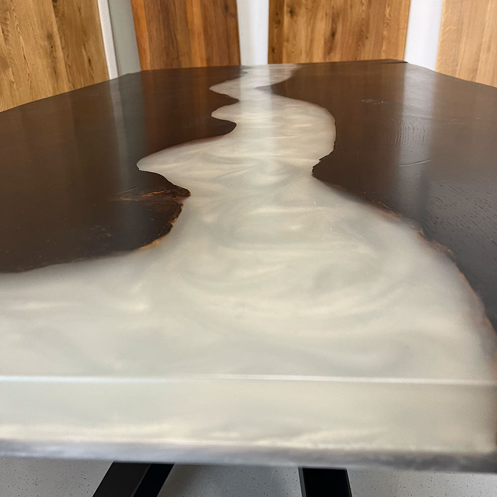 Sale! Epoxidharz Esstisch aus Eiche | 180 x 100 cm + 20 cm Ansteckplatte | verschiedene Gestelle