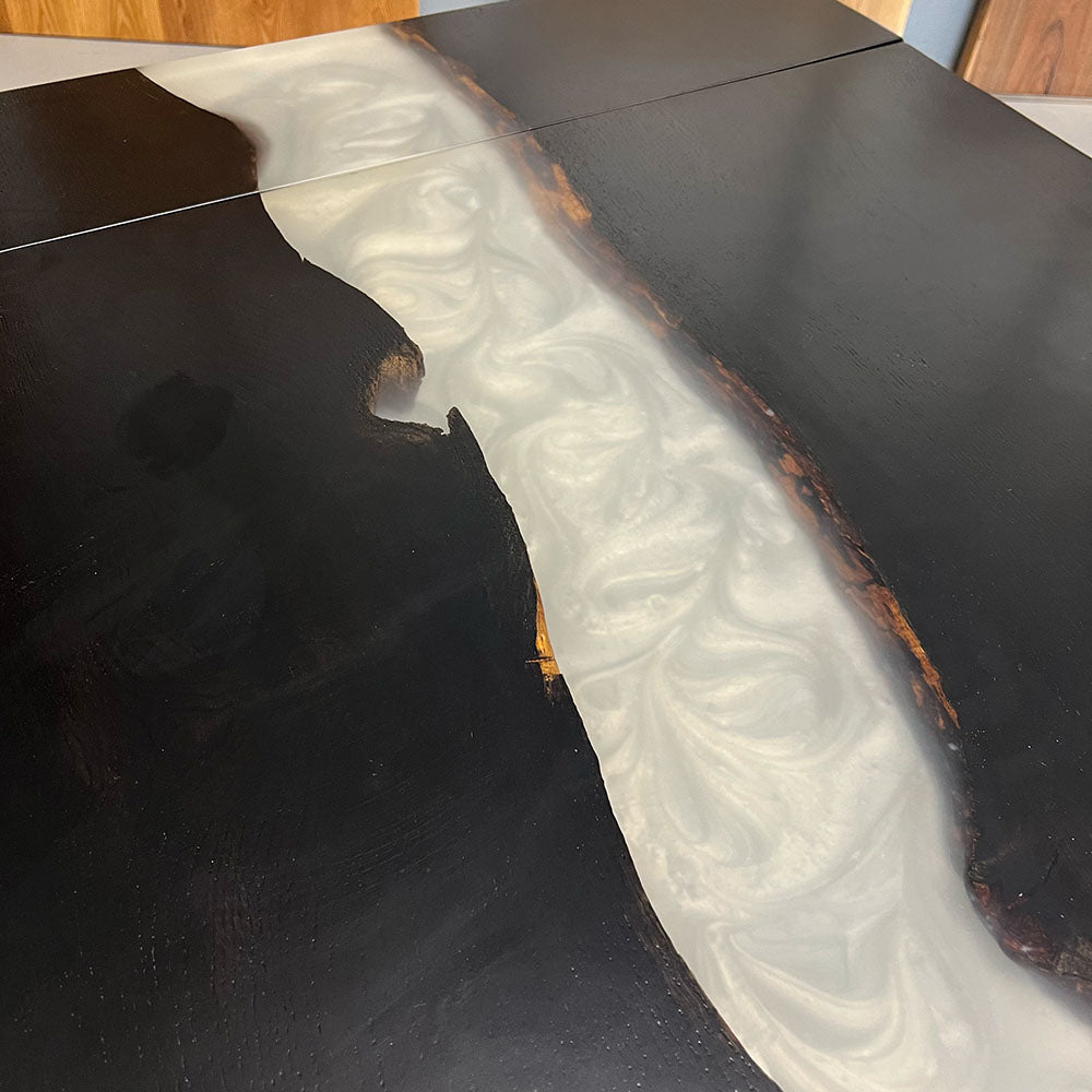 Sale! Epoxidharz Esstisch aus Eiche | 180 x 100 cm + 20 cm Ansteckplatte | verschiedene Gestelle