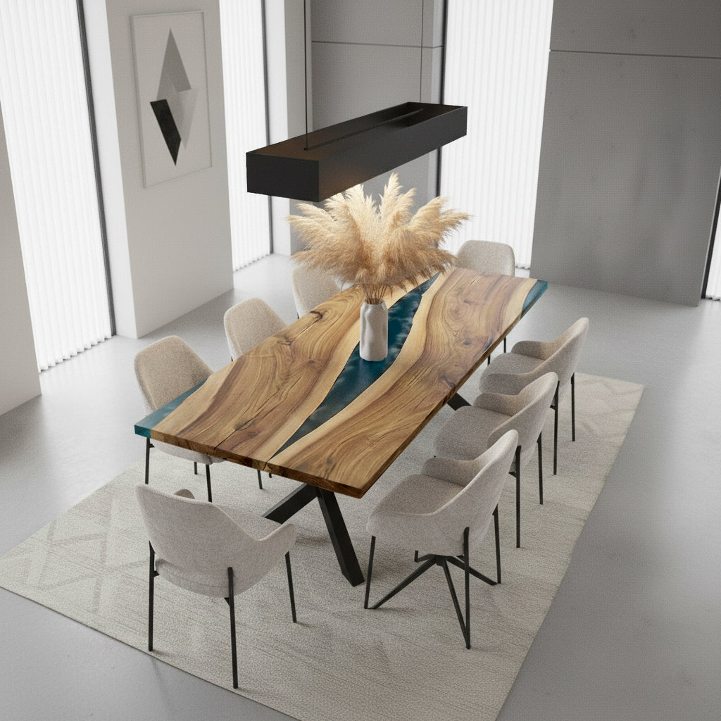 Sale! Epoxidharz Esstisch aus Nussbaum | 180 x 80 cm | verschiedene Gestelle