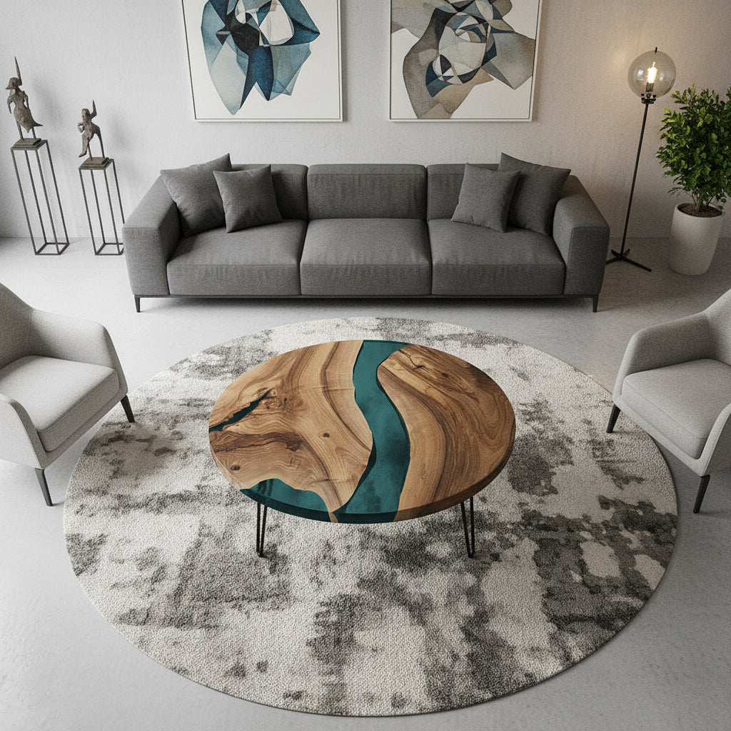 Sale! Epoxidharz Rundtisch aus Nussbaum | 90 cm