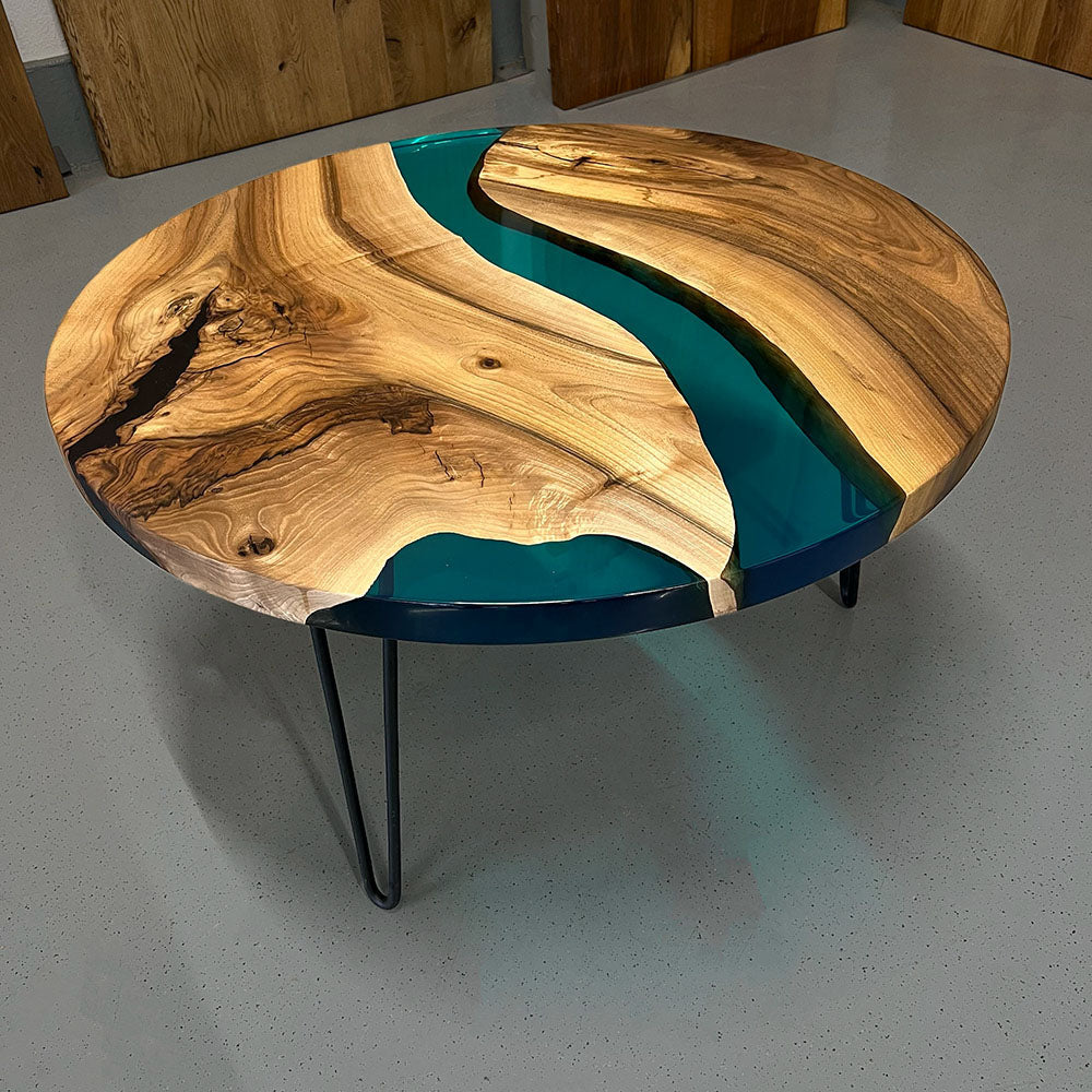 Sale! Epoxidharz Rundtisch aus Nussbaum | 90 cm