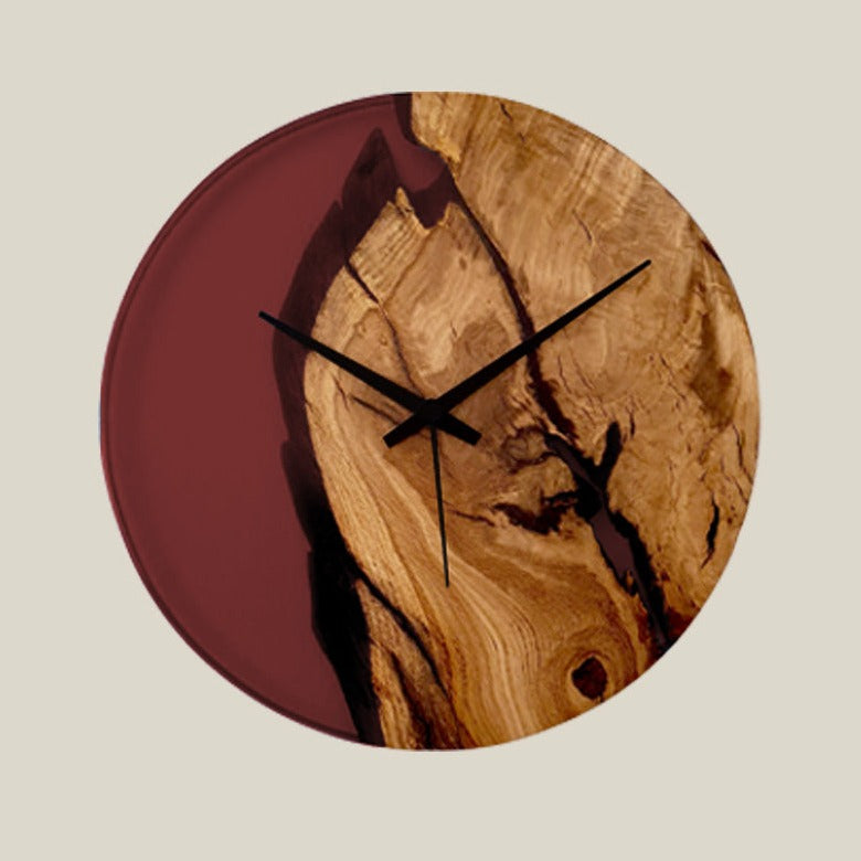Epoxidharz Uhr aus Alte Eiche weinrot Modell Adria