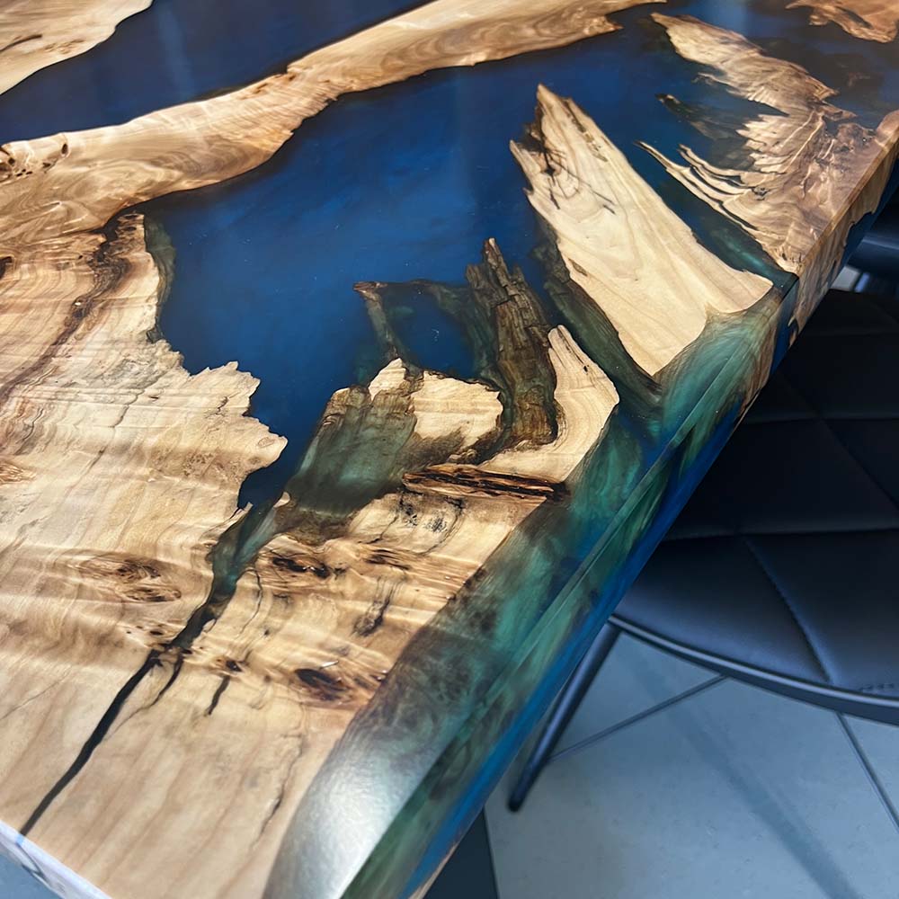 Epoxidharz Tisch 170 x 90 cm aus Pappel | verschiedene Gestelle | Fertiges Unikat