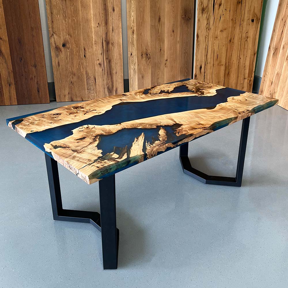 Epoxidharz Tisch 170 x 90 cm aus Pappel | verschiedene Gestelle | Fertiges Unikat