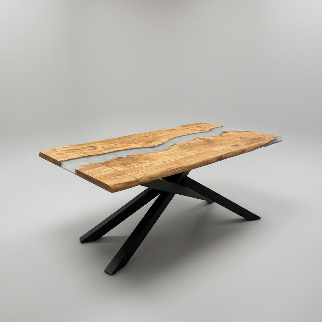 Sale! Epoxidharz Esstisch aus Eiche | 180 x 100 cm + 20 cm Ansteckplatte | verschiedene Gestelle