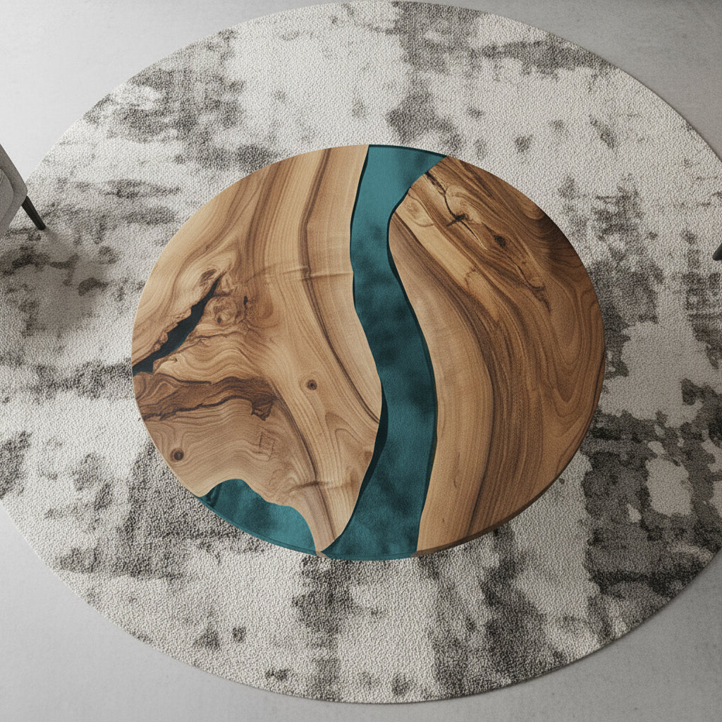 Sale! Epoxidharz Rundtisch aus Nussbaum | 90 cm
