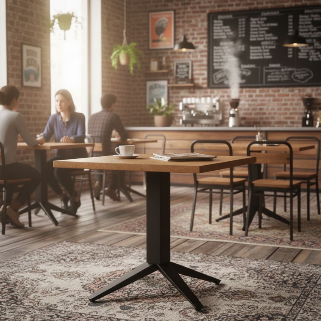 Gastronomietisch Quadratisch aus Eiche | Baumkante | verschiedene Gestelle