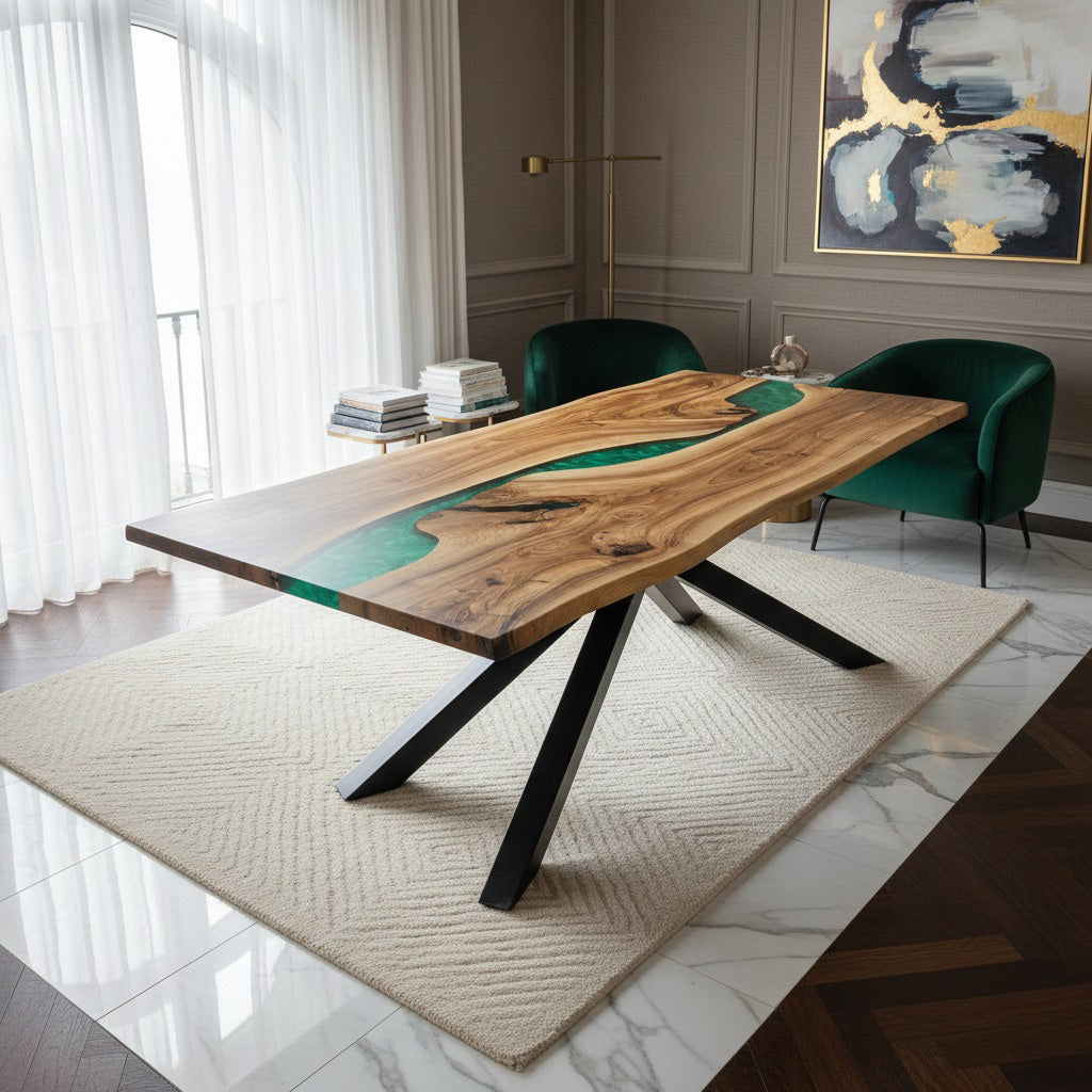 Sale! Epoxidharz Esstisch aus Nussbaum | 220 x 100 cm