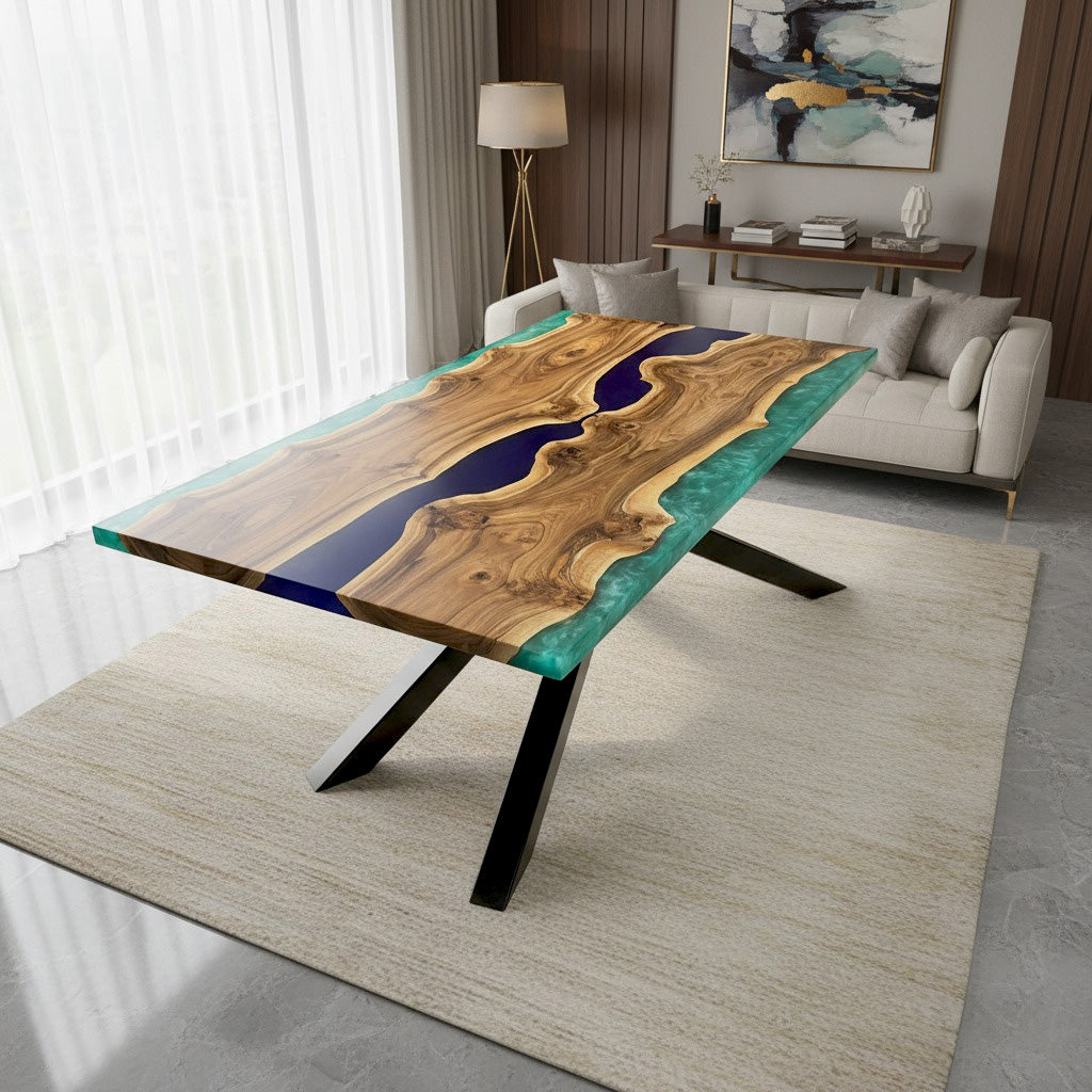 Sale! Epoxidharz Esstisch aus Nussbaum | 165 x 95 cm